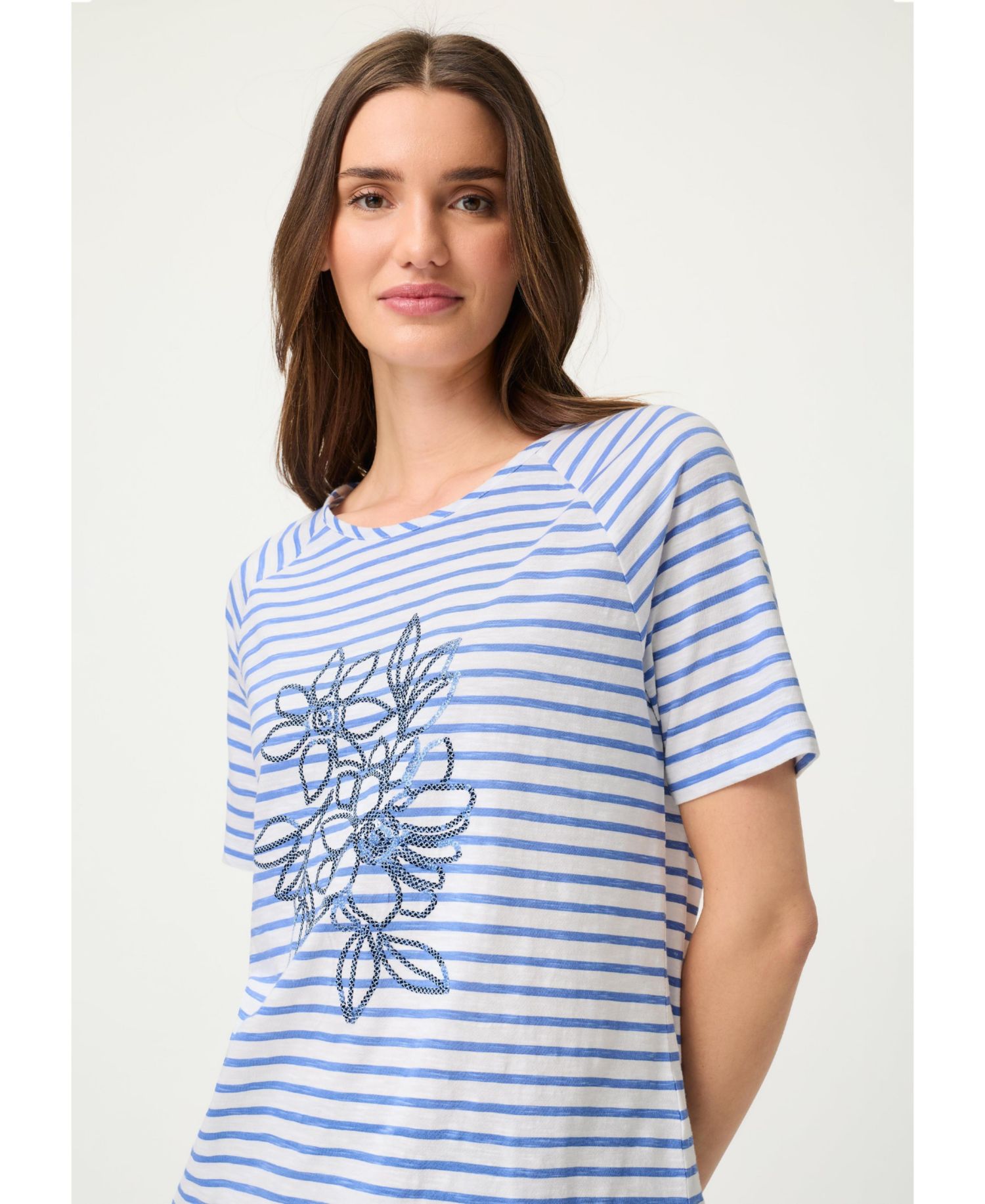 Women's Sequin Floral Stripe T-Shirt