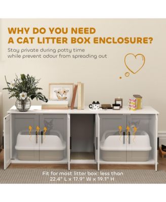Cat Litter Box Enclosure, Litter Box Furniture with Scratching Mat