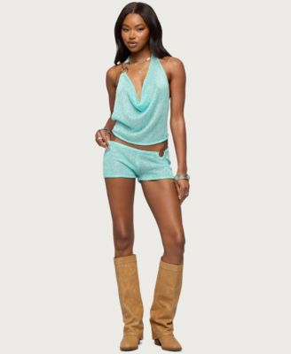 Women's Sarina Sequin Knit Backless Halter Top