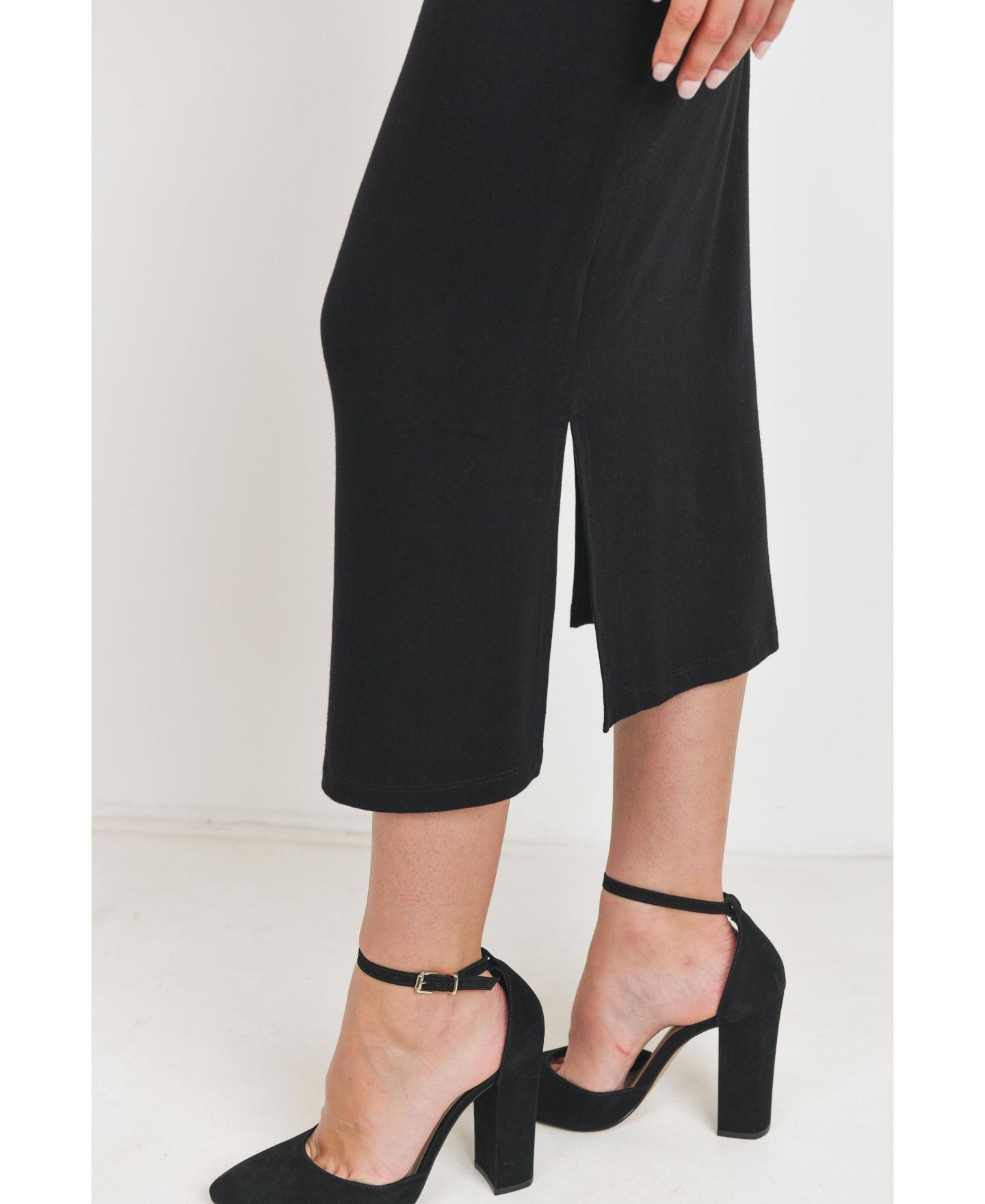 Женская юбка Hello Miz Maternity High-Rise Pencil Midi Skirt with Side Slits, цвет: Чёрный — фото 4