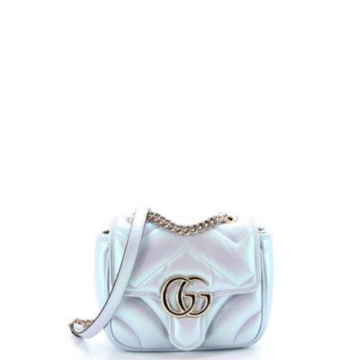 Mini GG Marmont Square Flap Bag Chevron Iridescent Leather