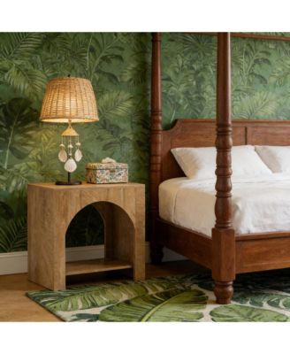 2 Tier Bedside Table, Farmhouse Nightstand with Open Shelf, Wooden Base and Spacious Tabletop, Accent Furniture for Living Room, Bedroom