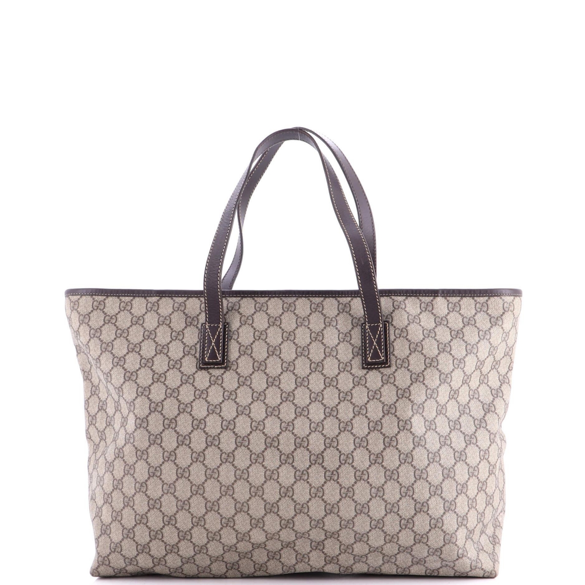 Pre-Owned Gucci Large Plus Tote Gg Coated Canvas with Leather
