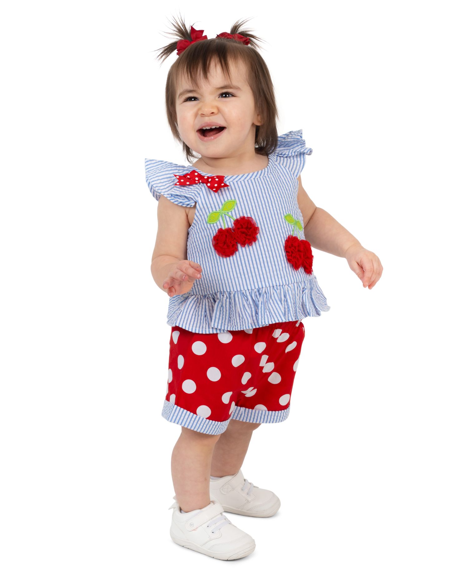 Baby Girls' Flutter Sleeve Top and Elastic Waistband Shorts, 2-Piece Set