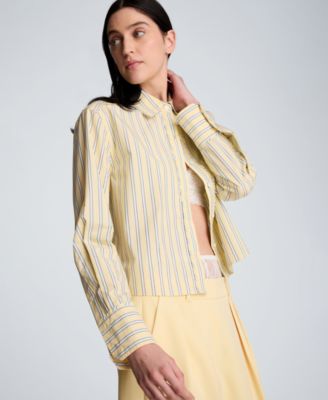 Women's Bias Piping Cropped Long-Sleeve Shirt