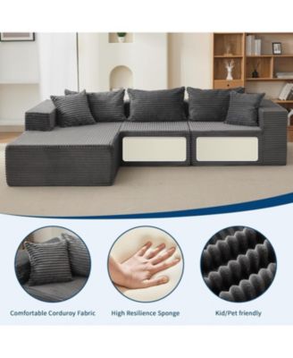 106" Cloud Sectional Sofa with Chaise, Memory Foam Modular Couch, Right Facing, No Assembly