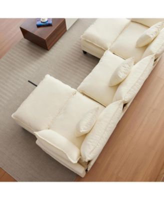 112" U-Shaped Modular Sectional Sofa, Chenille Couch with 2 Ottomans and Pillows