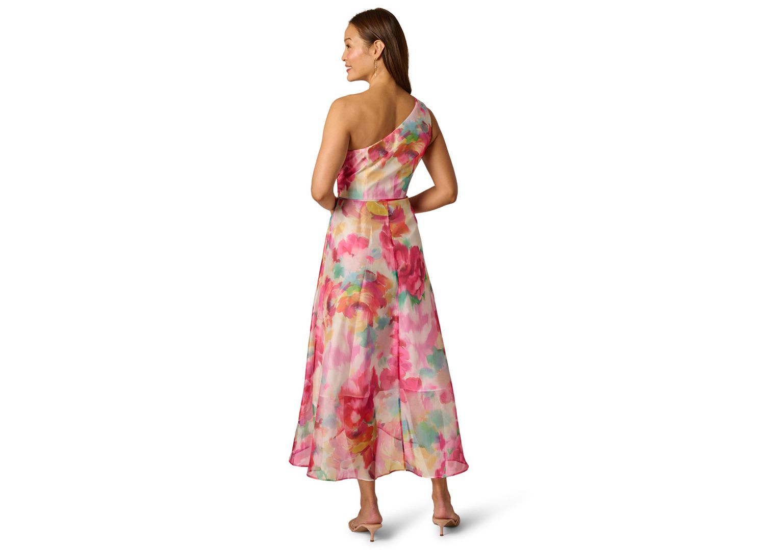 Women's Printed One-Shoulder High-Low Midi Dress