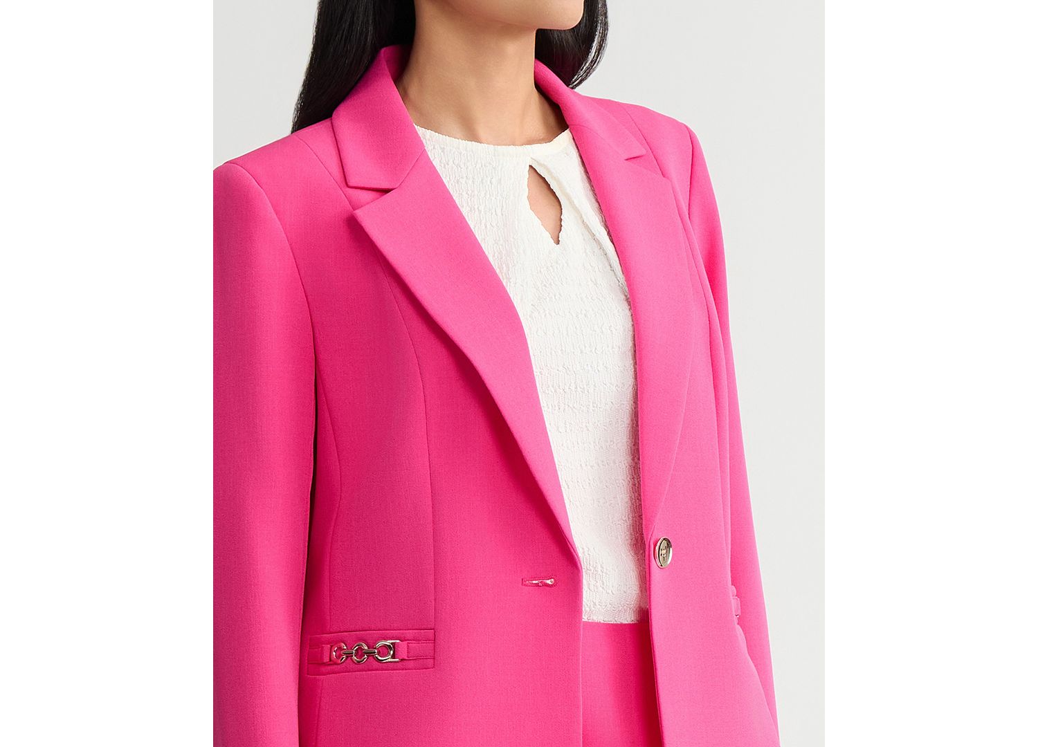 Petite Women's One-Button Chain-Trim Blazer