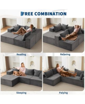 106" Cloud Sectional Sofa with Chaise, Memory Foam Modular Couch, Right Facing, No Assembly