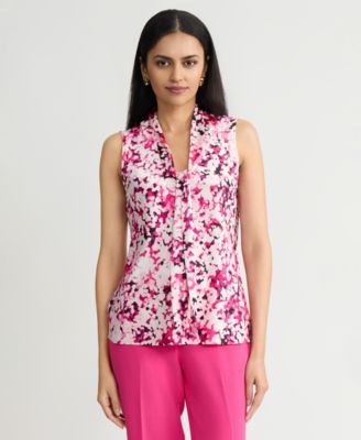 Women's Tie-Neck Sleeveless Top, Regular & Petite