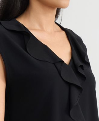 Women's Mixed-Media Ruffled Top, Regular & Petite