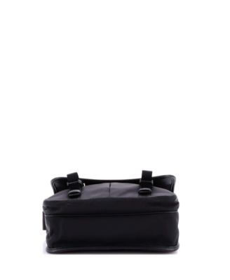 Medium Double Buckle Flap Messenger Bag Re-Nylon with Saffiano