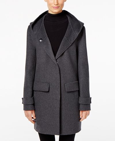 Jones New York Double-Faced Hooded Wool Walker Coat