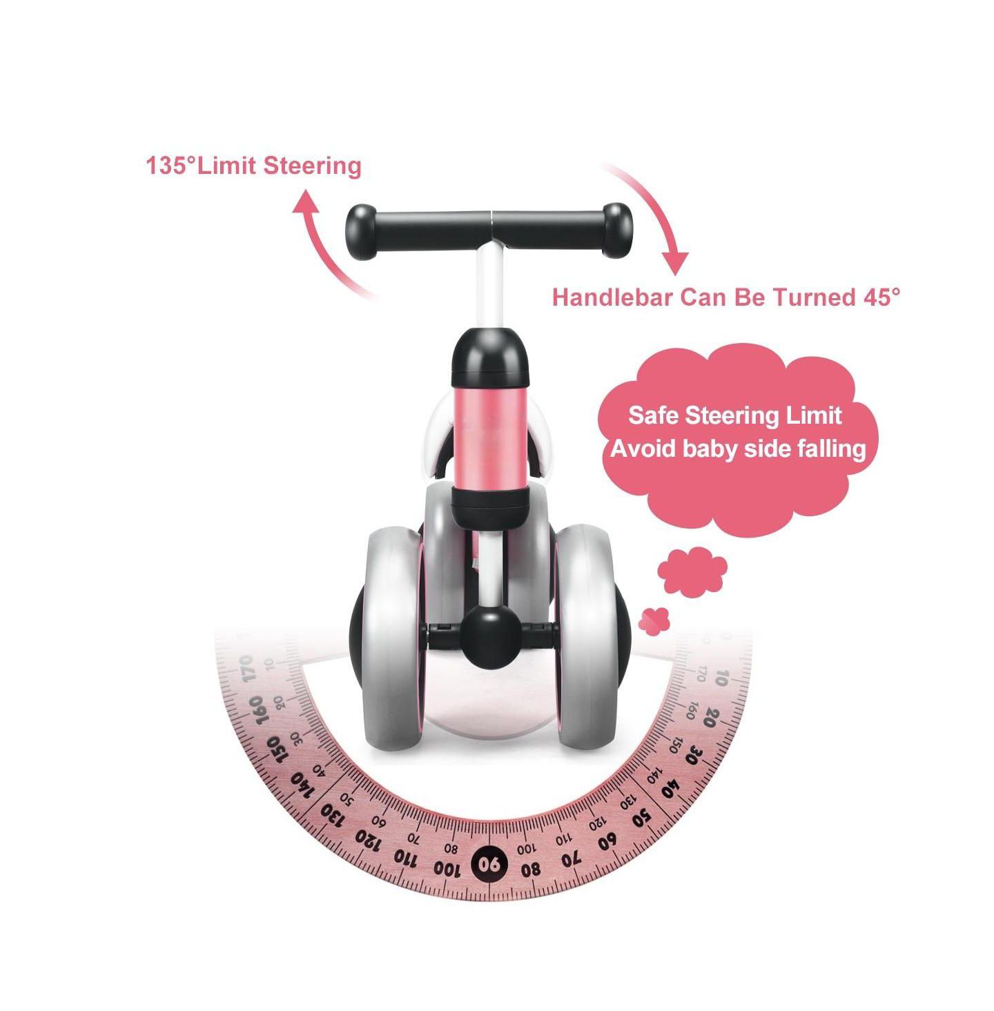 Детская игрушка HONGGE Baby Balance Bike, No-Pedal 4-Wheel, Ages 2+, цвет: Розовый — фото 9