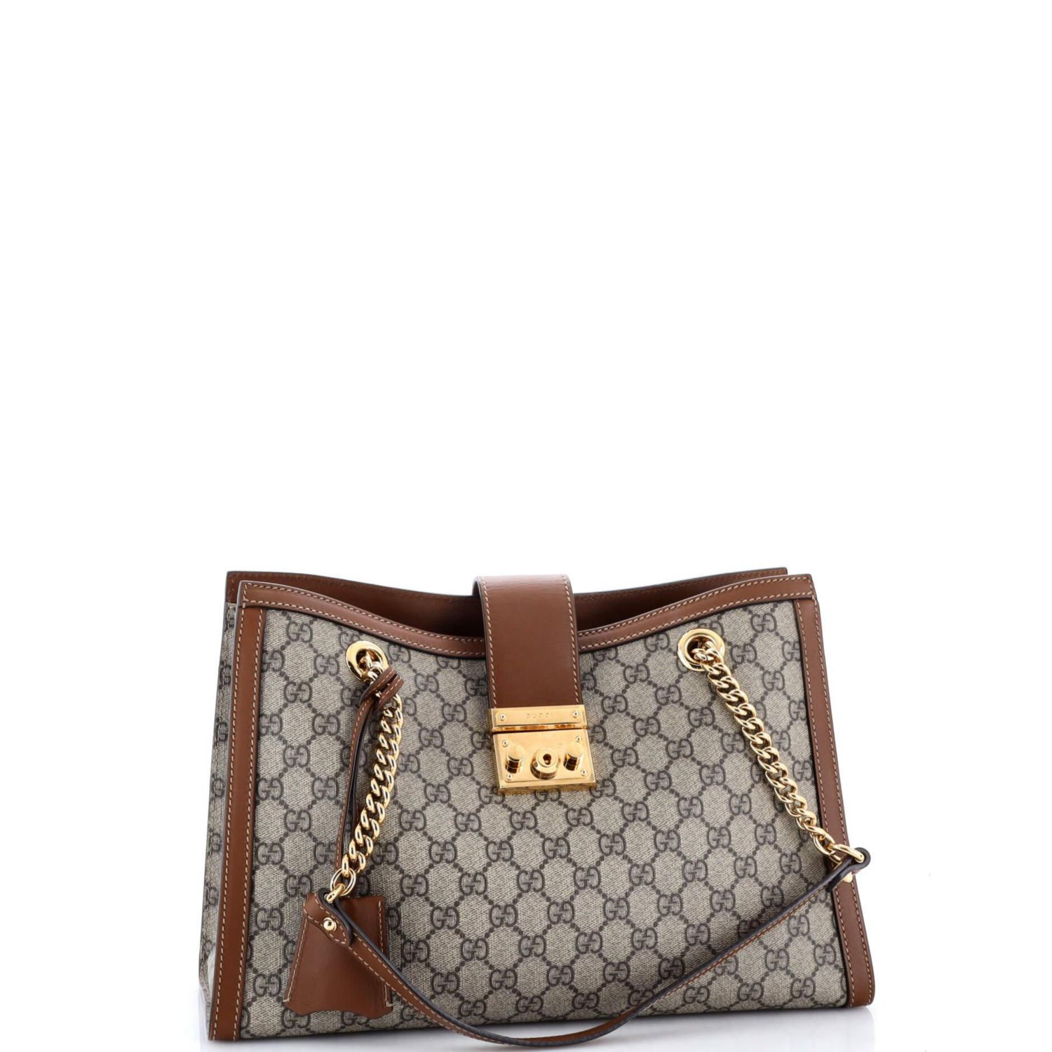 Medium Padlock Chain Tote GG Coated Canvas with Leather