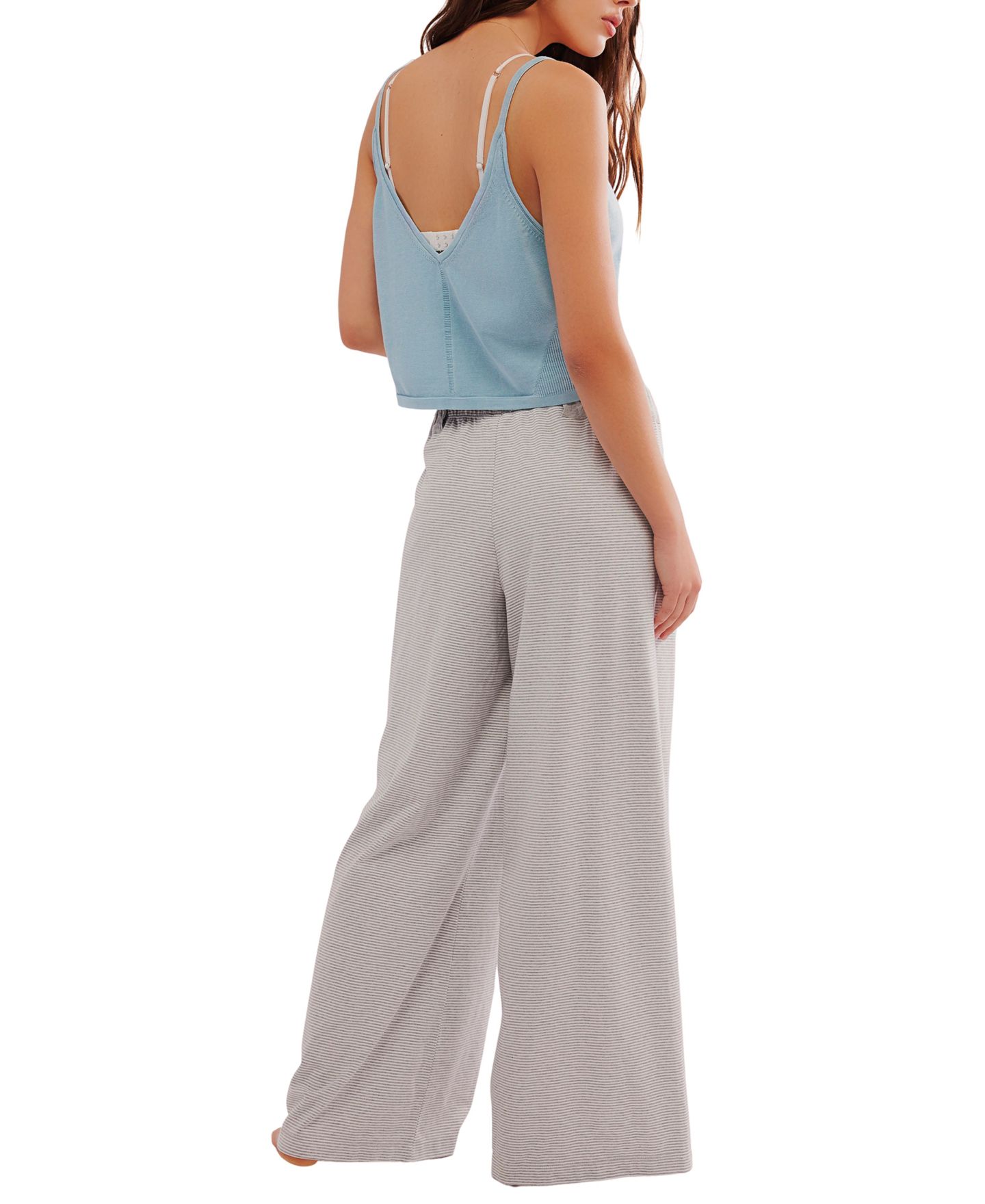 Женские брюки Free People Micro-Striped Ribbed Waistband Lounge Pants, цвет: Серый — фото 3