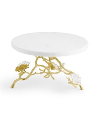 Butterfly Ginkgo Gold-Tone Cake Stand