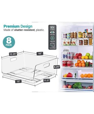 Large Stackable Open Front Storage Bins - For Pantry, Kitchen and Home Organization