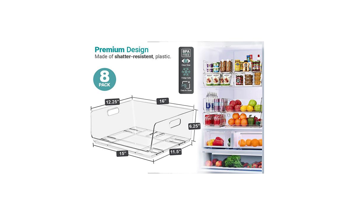 Sorbus Large Stackable Open Front Storage Bins - For Pantry