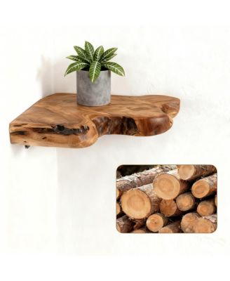 Corner Floating Shelves Cedar Wood Rustic Set of 2