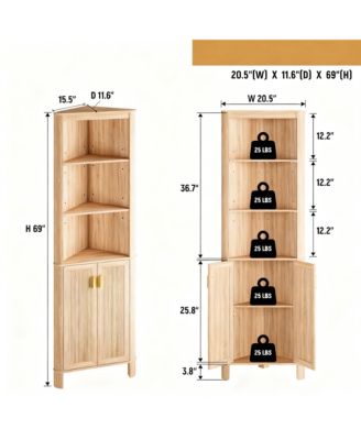 Tall Corner Cabinet shelf with Fluted Door