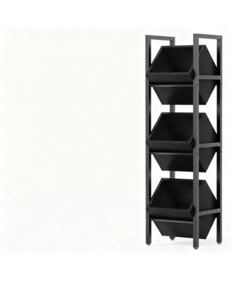 3-Tier Basket Stand Wooden Storage shelf Kitchen Bathroom Organizer