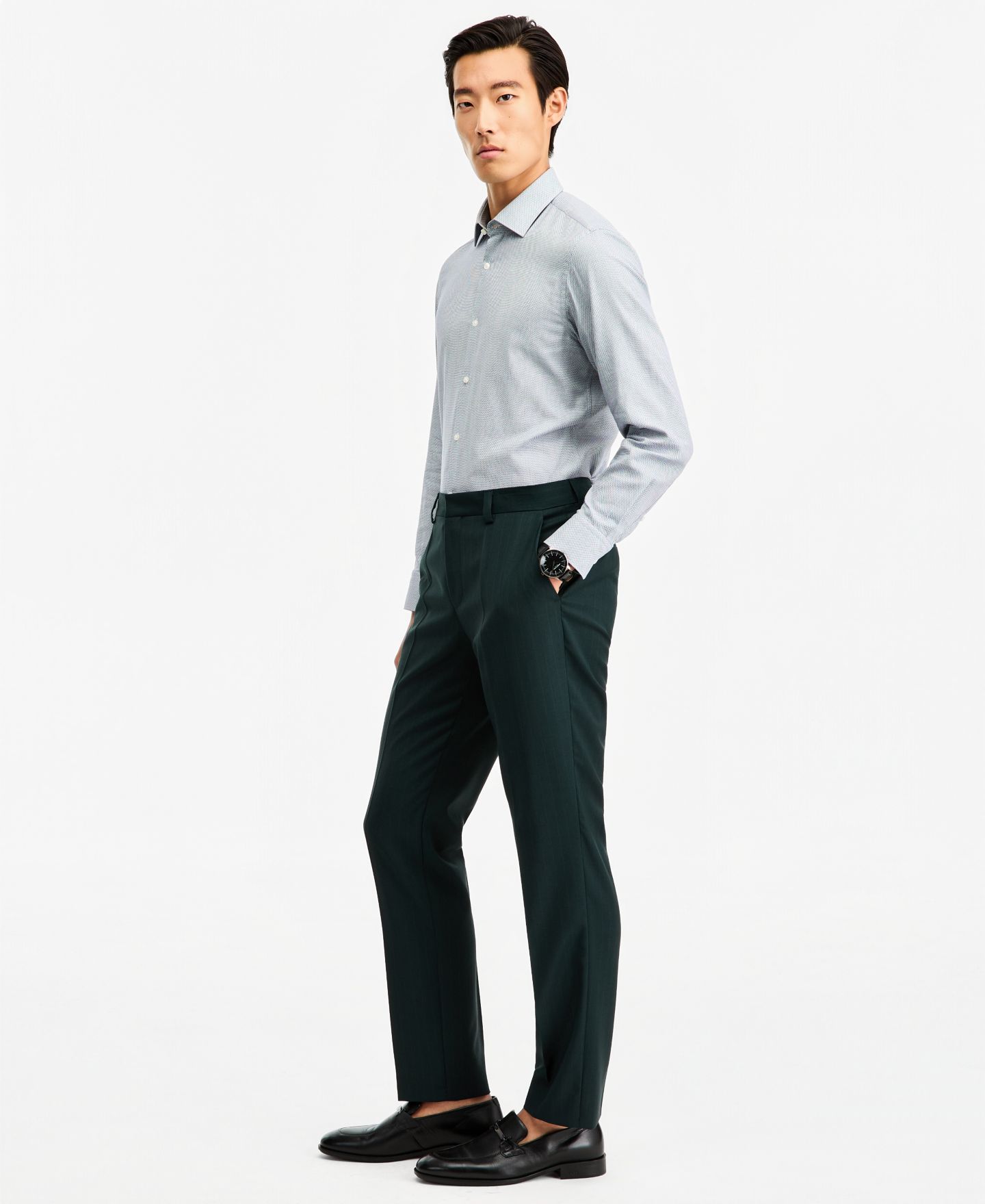 Мужские брюки Hugo Boss Modern-Fit Pinstripe Suit, цвет: Средний зелёный — фото 4