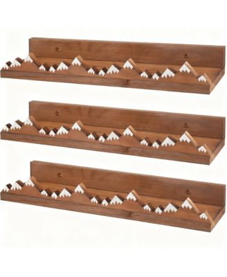 3 Snow Mountain Floating Shelves Wood Wall Mounted Rustic Nursery Decor