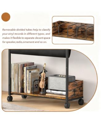 3-Tier Display Shelf Holds 200 LPs Movable Organizer Rack Cabinet
