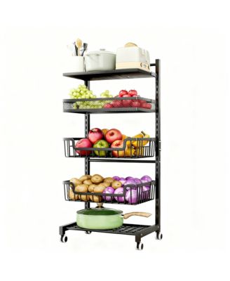 Fruit Basket Kitchen Cart 5 Tier Adjustable Vegetable Storage shelve