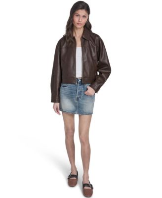 Women's Faux Leather Relaxed-Fit Zip-Front Jacket