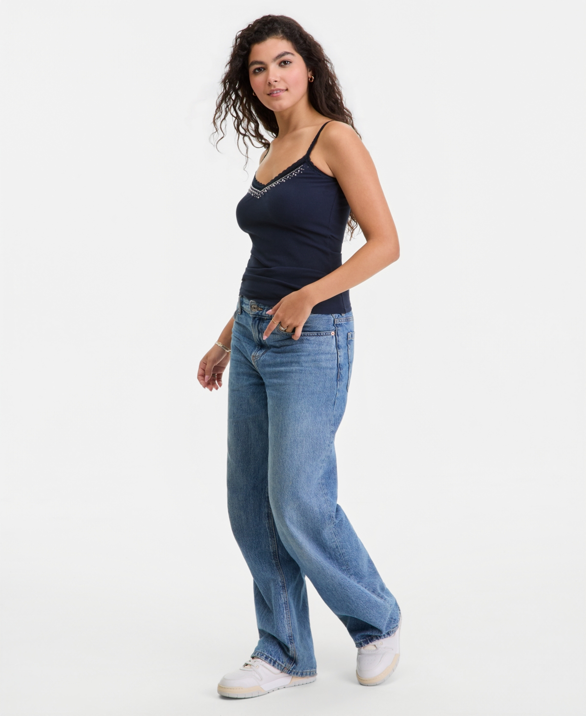 Sincerely Jules Juniors' Beaded-Trim Y2K Camisole