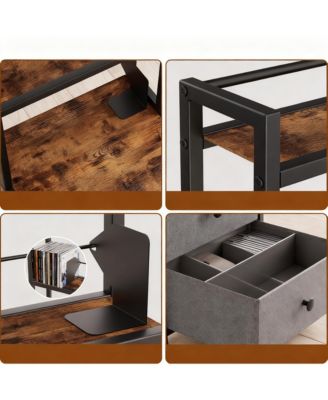 5-Tier Organizer Shelf Adjustable Book Stoppers Fabric Drawers Living Room Office