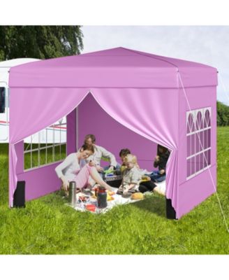 10 X 10 FT Pop up Canopy Tent w/ 4 Sidewalls Wheeled Bag 4 Sandbags 8 Stakes