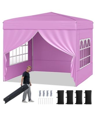 10 X 10 FT Pop up Canopy Tent w/ 4 Sidewalls Wheeled Bag 4 Sandbags 8 Stakes