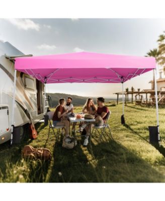 10 x 10 FT Pop up Canopy Tent w/Carrying Bag 4 Sandbags 8 Stakes 4 Wind Ropes