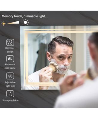 39.37x23.62 inch Square LED Bathroom Mirror Illuminated Dimmable 3 Colors Smart Touch