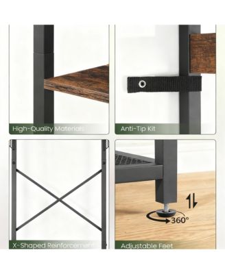 Coat Rack Freestanding Hall Tree Hanging Rail Shelves Industrial Entryway