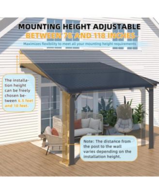 10x10 Outdoor Hardtop Gazebo Adjustable Height (6.5-9.8Ft) Pergola for Patio
