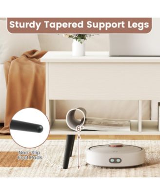 31.5 Inch Lift-Top Coffee Table with Hidden Storage and 2 Open Shelves