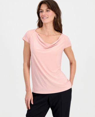 Women's Cowlneck Cap-Sleeve Top