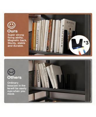 Heavy-Duty Double-Sided Book Cart with Silent Wheels and 3 Magnetic Shelves