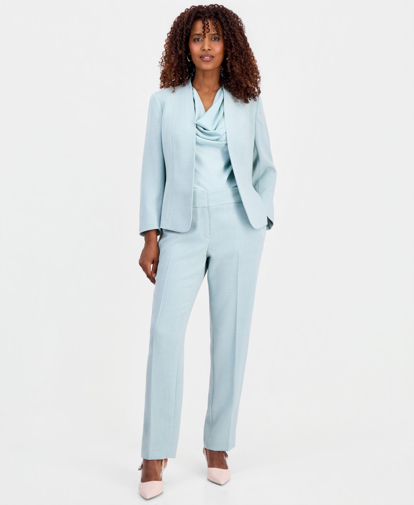 Женский пиджак Kasper Petite Collarless Open-Front Blazer, цвет: Морской — фото 2