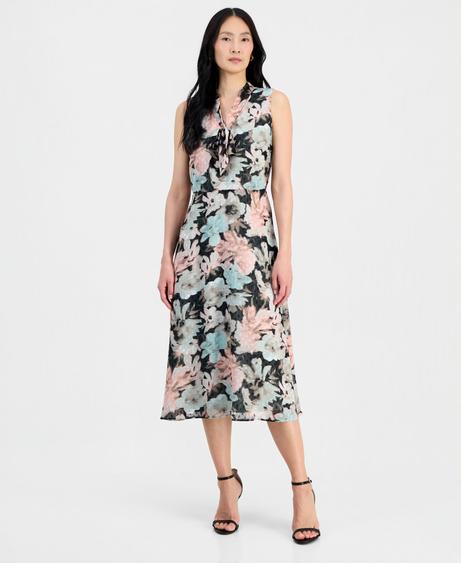 Women's Sleeveless Tie-Front A-Line Dress