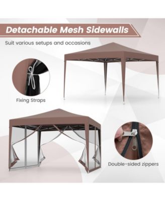 10 FT x 10 FT Pop-Up Canopy Tent w/ Mesh Netting Carry Bag 8 Stakes and 4 Ropes Outdoor