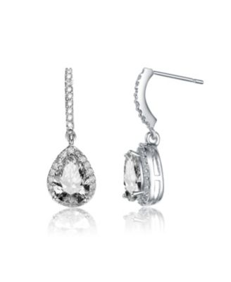 Sterling Silver White Gold Plated Cubic Zirconia Teardrop Earrings