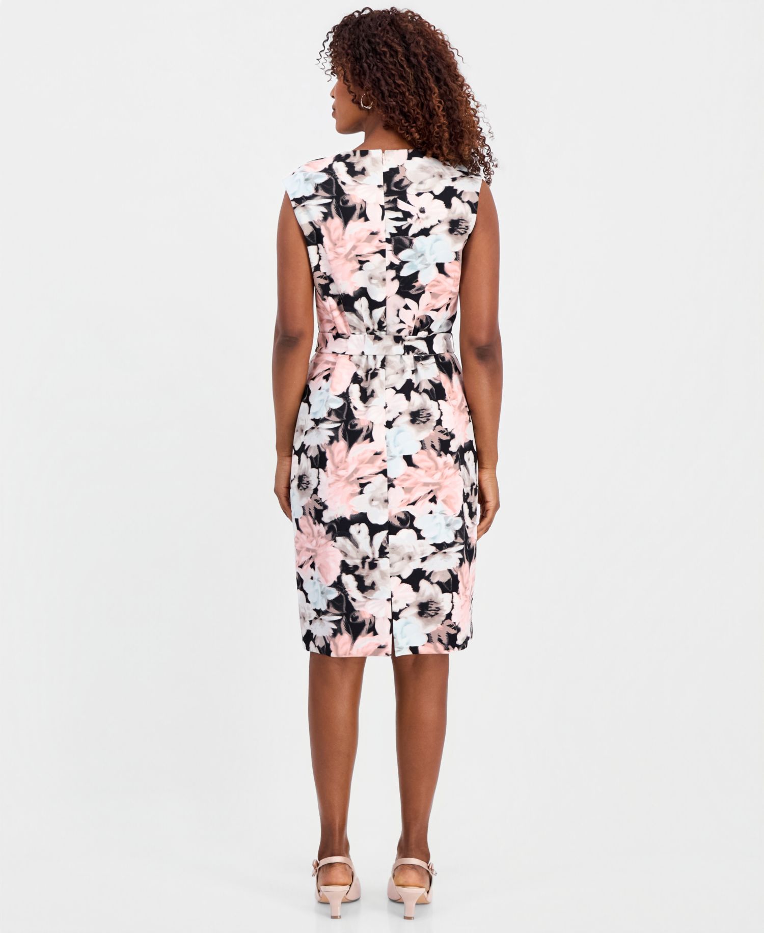 Petite Floral Cowlneck Sheath Dress