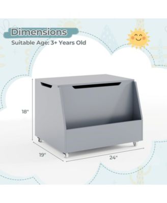 Wooden Toy Organizer Cart with Bookshelf and Lockable Wheels