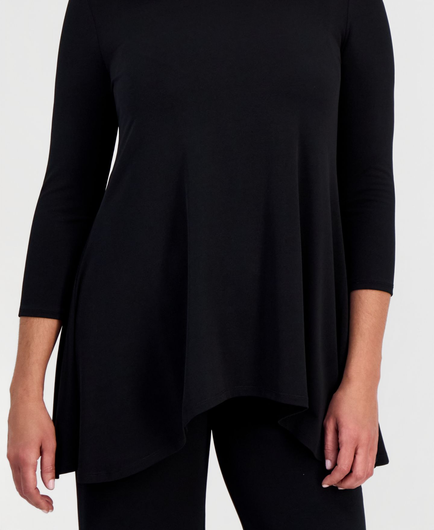 Женский топ JM Collection 3/4-Sleeve Knit Top, цвет: Глубокий чёрный, вариант 1 — фото 3